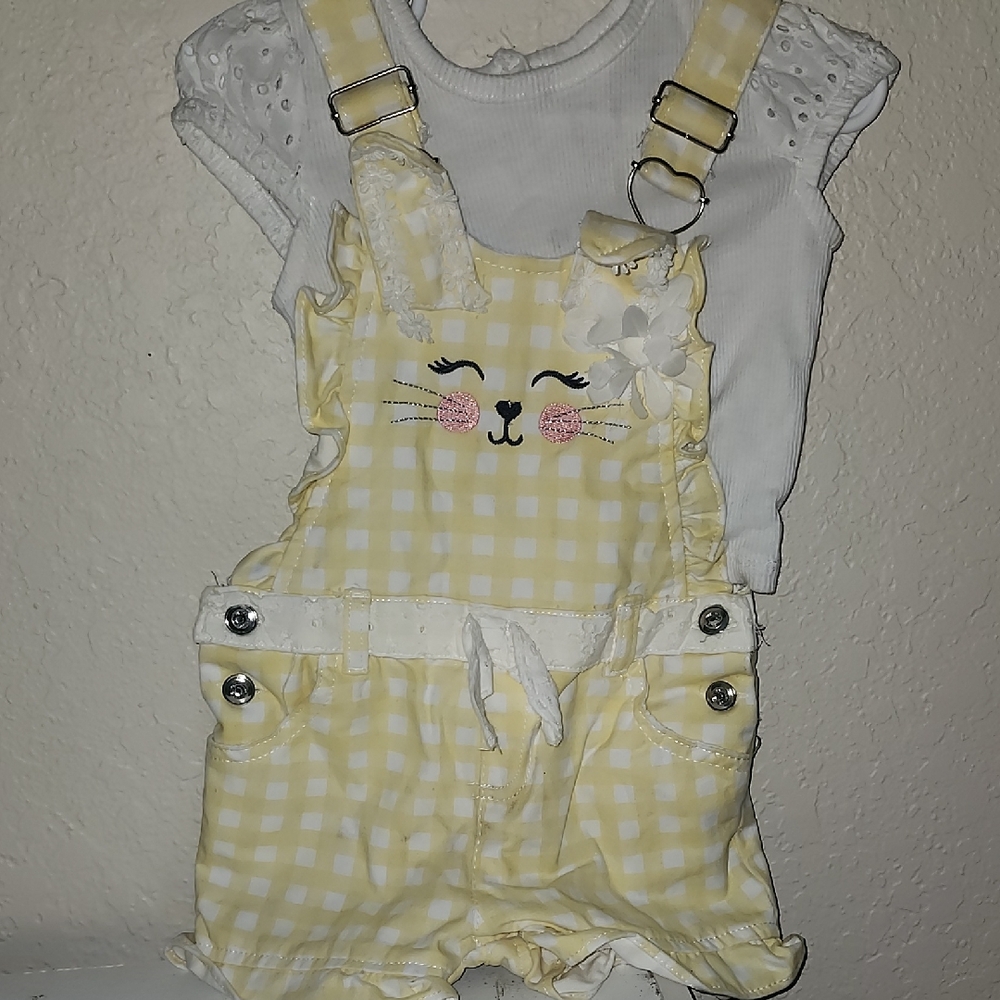 Little Lass Yellow and White Overalls for Playful Days